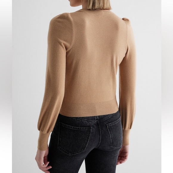 NWT Express Sequin Button Front Cardigan in Pecan - Picture 4 of 8